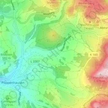 Mapa topográfico Tränkhof, altitude, relevo