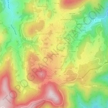 Mapa topográfico La Rochette, altitude, relevo