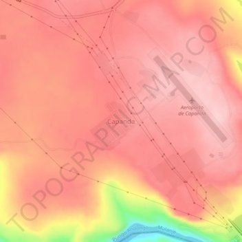 Mapa topográfico Capanda, altitude, relevo
