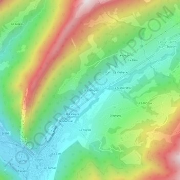 Mapa topográfico Le Collège, altitude, relevo