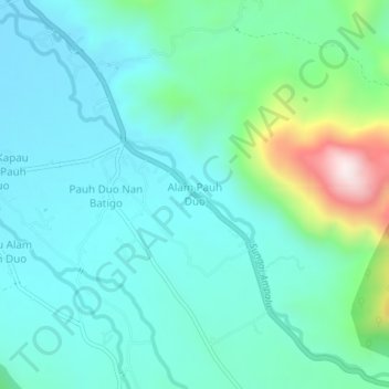 Mapa topográfico Alam Pauh Duo, altitude, relevo