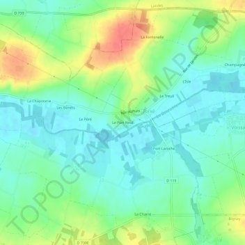 Mapa topográfico Le Port Neuf, altitude, relevo
