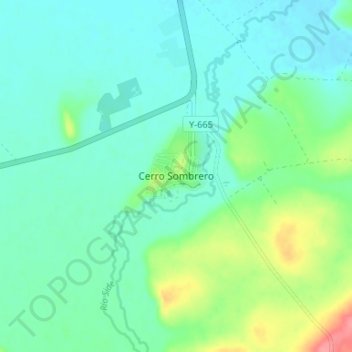 Mapa topográfico Cerro Sombrero, altitude, relevo