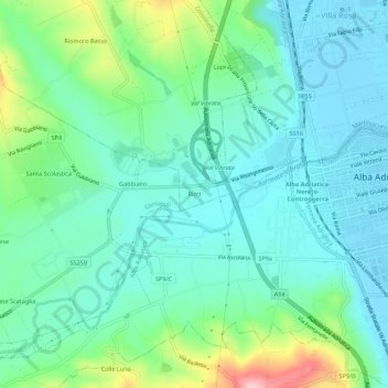 Mapa topográfico Ricci, altitude, relevo