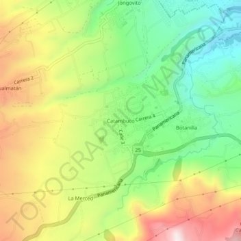 Mapa topográfico Catambuco, altitude, relevo