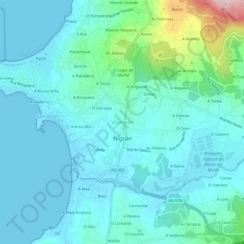 Mapa topográfico Vilameán, altitude, relevo