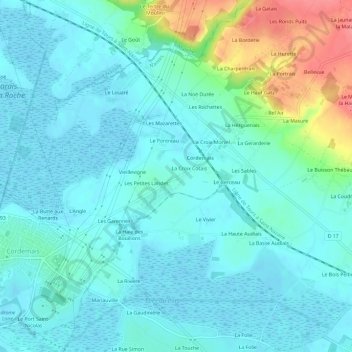 Mapa topográfico La Papinais, altitude, relevo