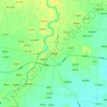 Mapa topográfico 卫贤镇, altitude, relevo