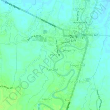Mapa topográfico Pao 1st, altitude, relevo