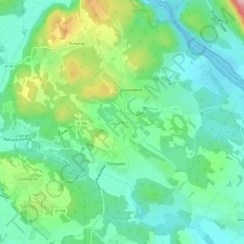Mapa topográfico Creys, altitude, relevo