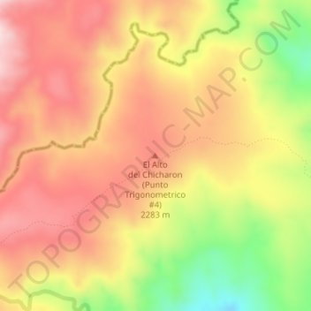 Mapa topográfico El Alto del Chicharon (Punto Trigonometrico #4), altitude, relevo