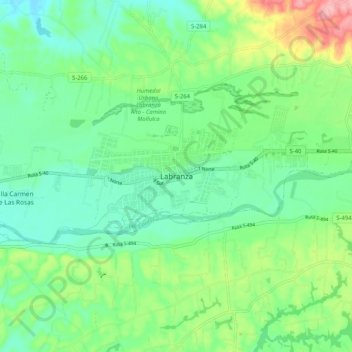 Mapa topográfico Labranza, altitude, relevo