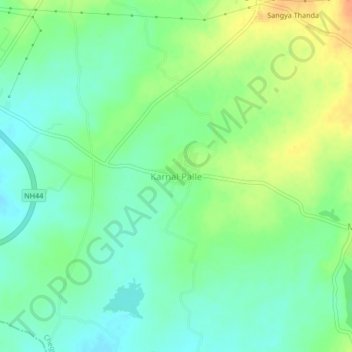 Mapa topográfico Karnal Palle, altitude, relevo