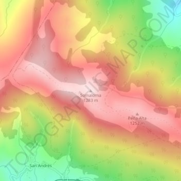 Mapa topográfico Somaloma, altitude, relevo