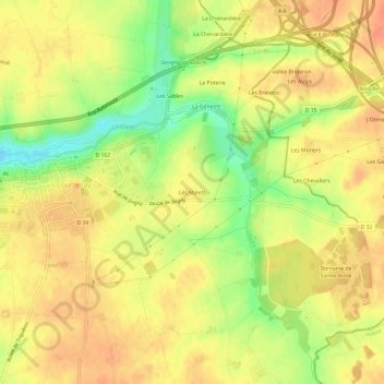 Mapa topográfico Les Malets, altitude, relevo