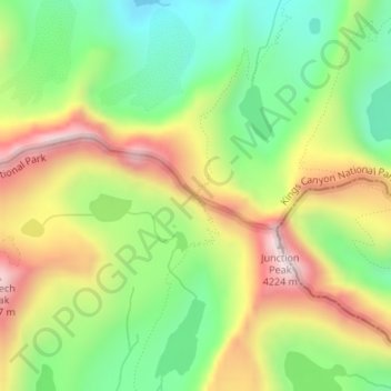 Mapa topográfico Forester Pass, altitude, relevo