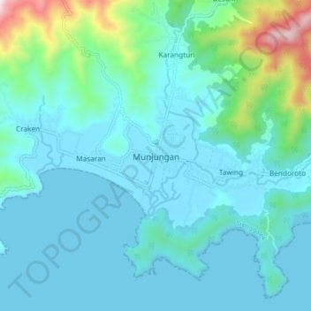 Mapa topográfico Munjungan, altitude, relevo