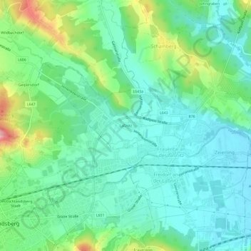 Mapa topográfico Laßnitz, altitude, relevo