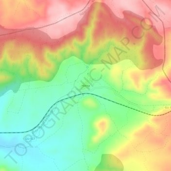 Mapa topográfico Horna, altitude, relevo