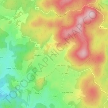 Mapa topográfico Sommée, altitude, relevo