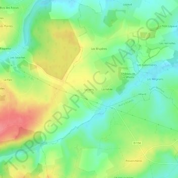 Mapa topográfico La Jarry, altitude, relevo