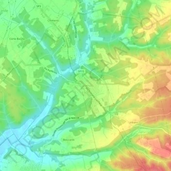 Mapa topográfico Galleno, altitude, relevo