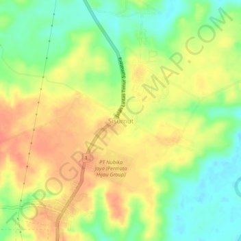 Mapa topográfico Sisumut, altitude, relevo
