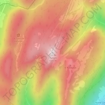 Mapa topográfico Crêt de Chalam, altitude, relevo