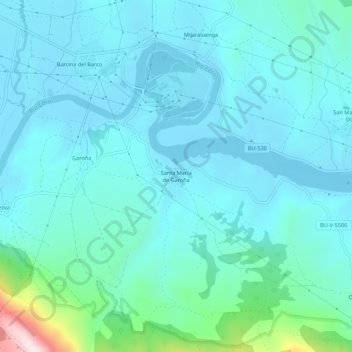 Mapa topográfico Santa María de Garoña, altitude, relevo