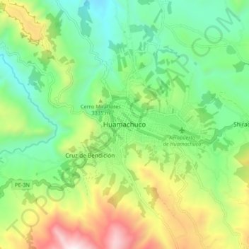 Mapa topográfico Huamachuco, altitude, relevo