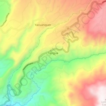 Mapa topográfico Tangua, altitude, relevo