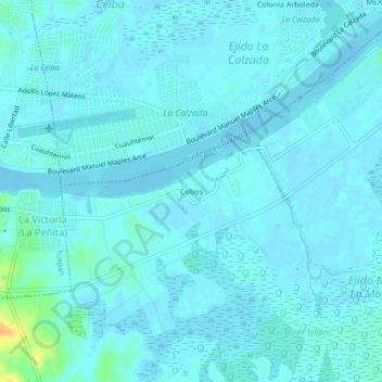 Mapa topográfico Cobos, altitude, relevo