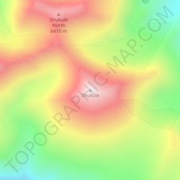 Mapa topográfico Shukule, altitude, relevo