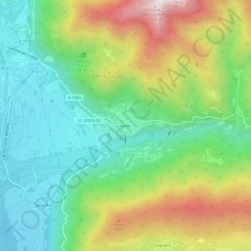 Mapa topográfico Gavín, altitude, relevo
