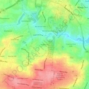 Mapa topográfico Rockbrook, altitude, relevo