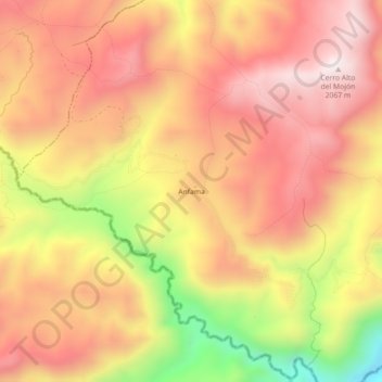 Mapa topográfico Anfama, altitude, relevo