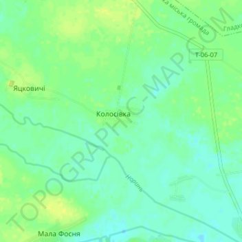 Mapa topográfico Kolosivka, altitude, relevo