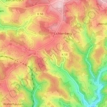 Mapa topográfico Frankenthal, altitude, relevo