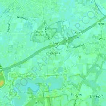 Mapa topográfico Posterenk, altitude, relevo