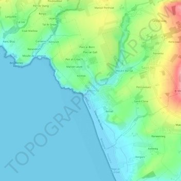 Mapa topográfico Pentrez, altitude, relevo