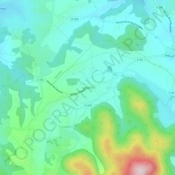 Mapa topográfico Lasserre, altitude, relevo