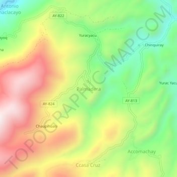 Mapa topográfico Palmadera, altitude, relevo