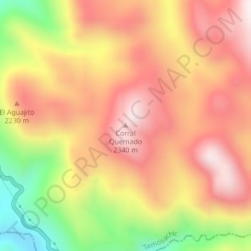Mapa topográfico Corral Quemado, altitude, relevo