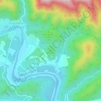 Mapa topográfico Cabrillo, altitude, relevo