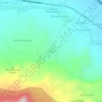 Mapa topográfico Padan, altitude, relevo