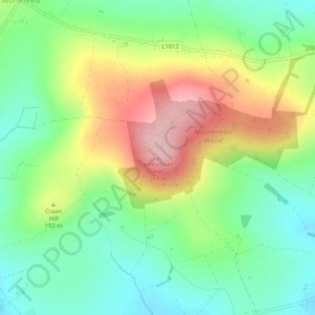 Mapa topográfico Kilmichael Hill, altitude, relevo