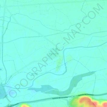 Mapa topográfico Barbaño, altitude, relevo