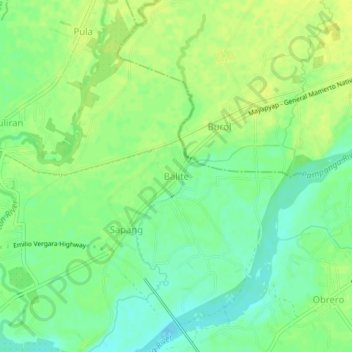 Mapa topográfico Balite, altitude, relevo