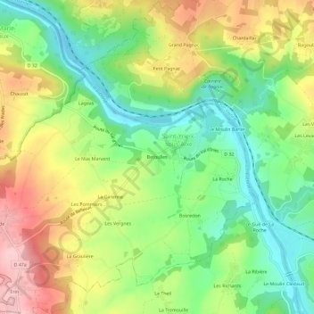 Mapa topográfico Betoulles, altitude, relevo