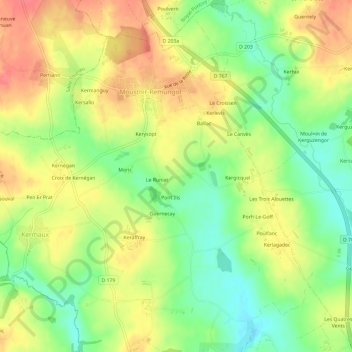 Mapa topográfico Malabri, altitude, relevo